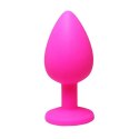 Pink large butt plug with white crystal