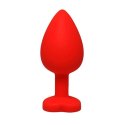 Red large heart-shaped butt plug with white crystal