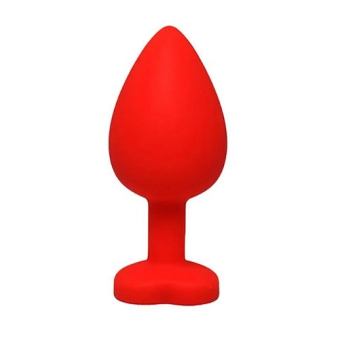 Red small heart-shaped butt plug with white crystal