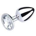 Silver Large Butt Plug with White Diamond