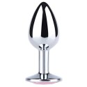 Silver Large Butt Plug with White Diamond