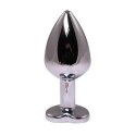 Silver small heart-shaped butt plug with pink crystal