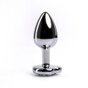 Silver small heart-shaped butt plug with white crystal