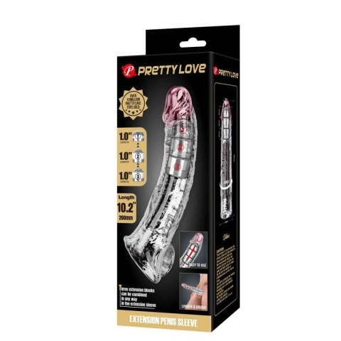 Pretty Love Extension Penis Sleeve with Modular Length Blocks - Clear - 26 cm