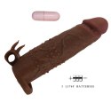Pretty Love Quillon - 20 cm Vibrating Penis Sleeve Brown