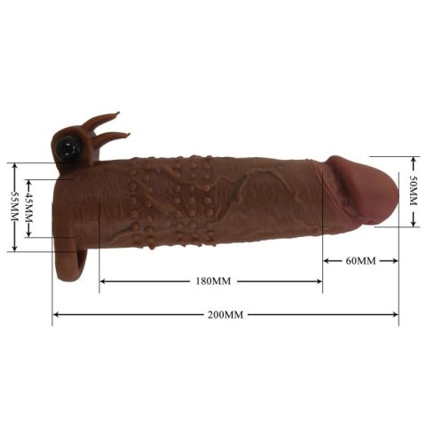 Pretty Love Quillon - 20 cm Vibrating Penis Sleeve Brown
