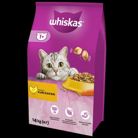 WHISKAS Karma Sucha Dla Kota 1+ Z Kurczakiem 14kg