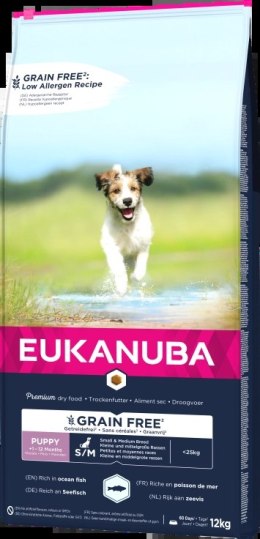 Eukanuba Puppy&Junior Small/Medium Grain Free Łosoś 12kg