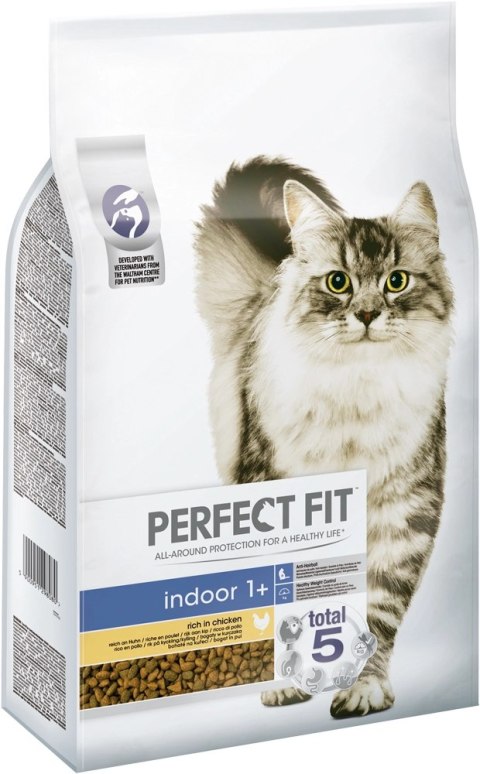 Perfect Fit™ - sucha karma pełnoporcjowa dla dorosłych kotów niewychodzących, bogata w kurczaka 7kg