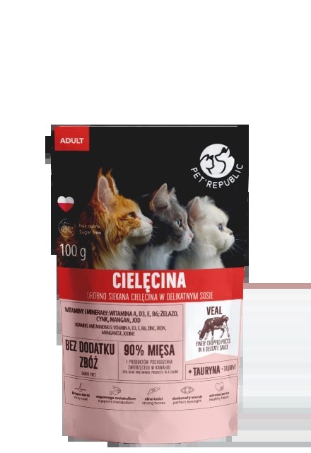 PetRepublic drobno siekane kawałki w delikatnym sosie cielęcina 100g dla kota