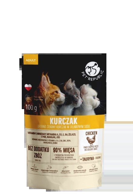 PetRepublic drobno siekane kawałki w delikatnym sosie kurczak 100g dla kota