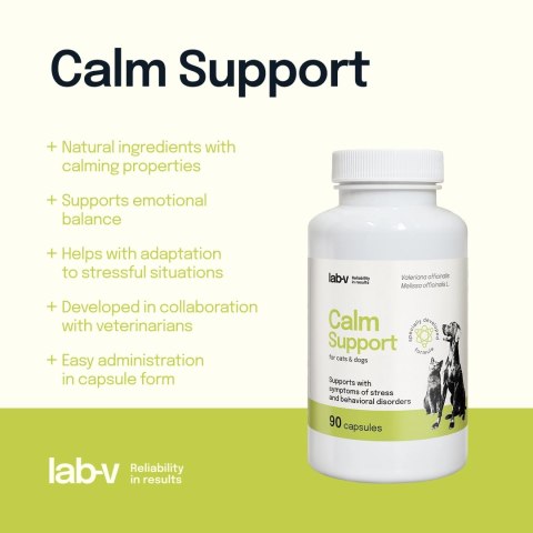 Lab-v Calm Support Wspomaganie Przy Objawach Stresu I Zaburzeniach Behawioralnych 90 Kapsułek