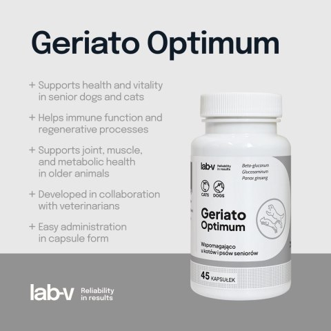Lab-v Geriato Optimum Wspomaganie Zdrowia Seniorów Dla Psów I Kotów 45 Kapsułek