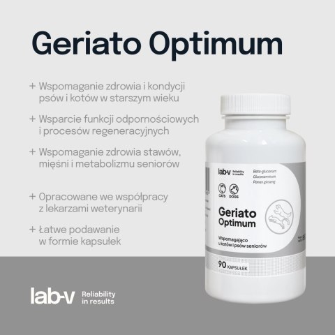 Lab-v Geriato Optimum Wspomaganie Zdrowia Seniorów Dla Psów I Kotów 90 Kapsułek