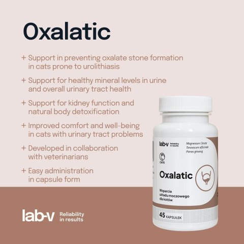Lab-v Oxalatic Wsparcie Dla Kotów Przy Tworzeniu Się Kamieni Oksalatowych 45 Kapsułek
