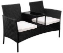Ławka ogrodowa z technorattanu sofa CORDOBA czarna z beżowymi poduszkami