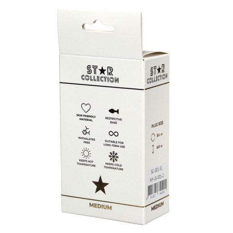 Star Collection - Silver Metal Anal Plug M - Clear Stone