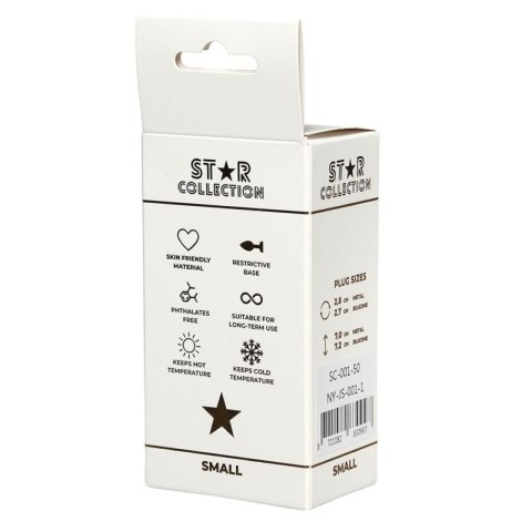 Star Collection - Silver Metal Anal Plug S - Pink Stone