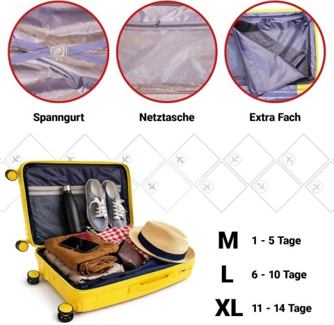Zestaw Walizek Podróżnych Berwin 3 szt Twarde Na Kółkach TSA XL L M