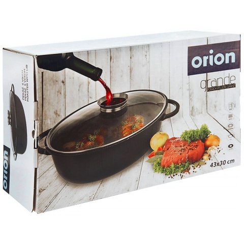 Brytfanna gęsiarka z pokrywką do piekarnika granitowa owalna GRANDE 8L 45x27.5cm ORION 127028