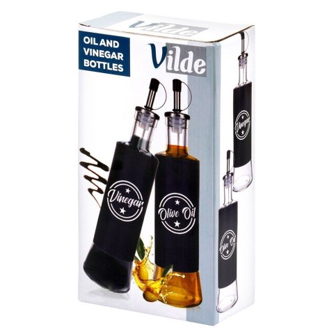 Butelki na oliwę i ocet do oliwy octu szklane czarne 300ml 2 szt VILDE 229128