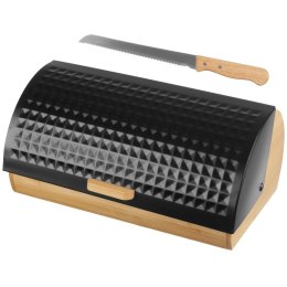 CHLEBAK DREWNIANY Z POKRYWĄ METALOWĄ + NÓŻ BRUNBESTE BB-2773