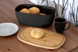 CHLEBAK STALOWY MAŁY Z DESKĄ DO KROJENIA PIECZYWA OWALNY CZARNY BRUNBESTE BB-2768