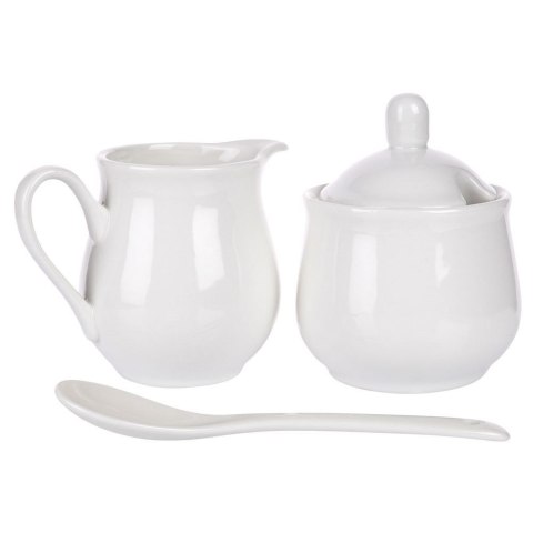 CUKIERNICZKA I MLECZNIK CUKIERNICA PORCELANOWA BIAŁA 2X150 ML ZESTAW 3 ELE ORION 153521