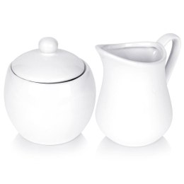 CUKIERNICZKA I MLECZNIK PORCELANOWE BIAŁE 130 ML / 170 ML 2 ELE. ALPINA 139019