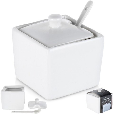 CUKIERNICZKA Z ŁYŻECZKĄ PORCELANOWA BIAŁA 200 ML HIT 153509
