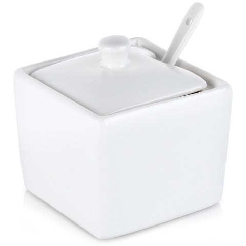 CUKIERNICZKA Z ŁYŻECZKĄ PORCELANOWA BIAŁA 200 ML HIT 153509