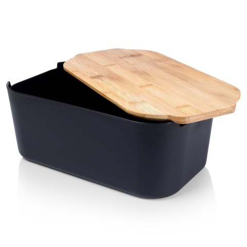 Chlebak z deską do krojenia bambusową czarny 33x18.5x12cm VILDE 259301