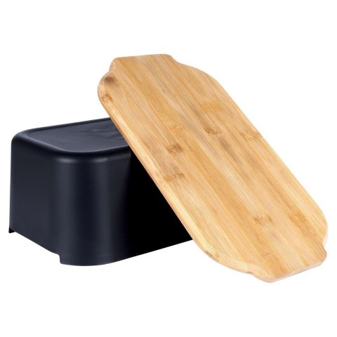 Chlebak z deską do krojenia bambusową czarny 33x18.5x12cm VILDE 259301