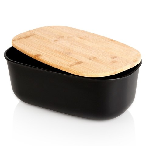 Chlebak z deską do krojenia bambusową czarny 39x23.5x15.5cm VILDE 259176