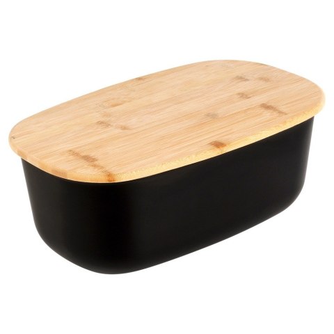 Chlebak z deską do krojenia bambusową czarny 39x23.5x15.5cm VILDE 259176