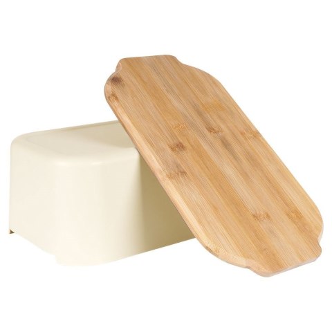 Chlebak z deską do krojenia bambusową kremowy 33x18.5x12cm VILDE 259303