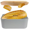 Chlebak z deską do krojenia bambusową szary 33x18.5x12cm VILDE 259302