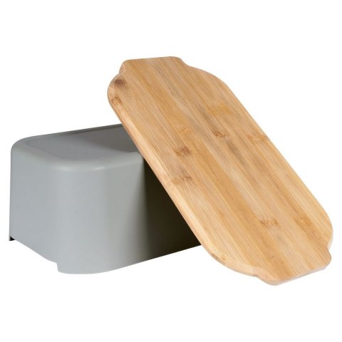 Chlebak z deską do krojenia bambusową szary 33x18.5x12cm VILDE 259302