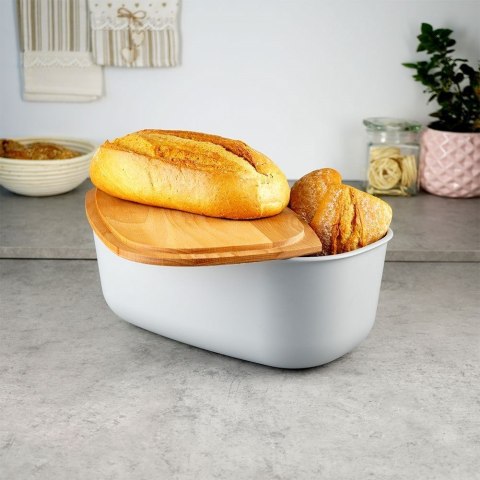 Chlebak z deską do krojenia szary 39x23.5x15.5cm VILDE 259177