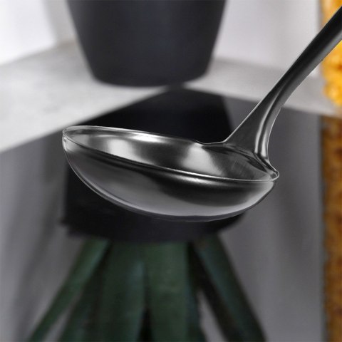 Chochla do zupy mała stalowa łyżka wazowa czarna 60ml 30cm EXCELLENT HOUSEWARE 259737