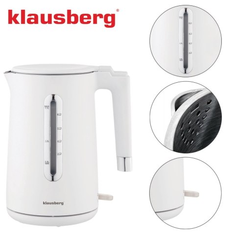 CZAJNIK ELEKTRYCZNY BEZPRZEWODOWY 1.7L BIAŁY KLAUSBERG KB-7890