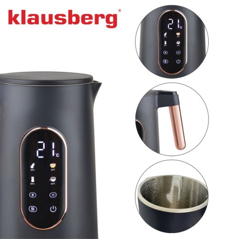 CZAJNIK ELEKTRYCZNY Z REGULACJĄ TEMPERATURY 1.7L BEZPRZEWODOWY CZARNY KLAUSBERG KB-7892