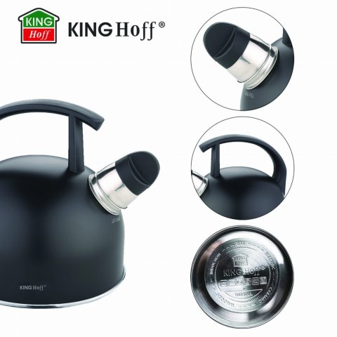 CZAJNIK STALOWY 1.5L MATOWY CZARNY KINGHOFF KH-1897
