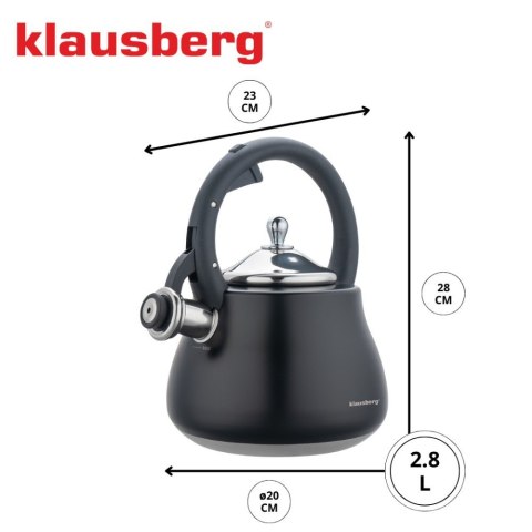 CZAJNIK STALOWY NA GAZ 2.8L INDUKCJA CZARNY MATOWY KLAUSBERG KB-7918