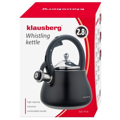 CZAJNIK STALOWY NA GAZ 2.8L INDUKCJA CZARNY MATOWY KLAUSBERG KB-7918