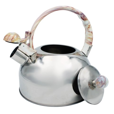 Czajnik stalowy z gwizdkiem tradycyjny indukcja 2.5L marmurowy uchwyt BRUNBESTE BB-2269