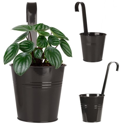 Doniczka balkonowa metalowa czarna 13,5 cm VILDE 339304-C