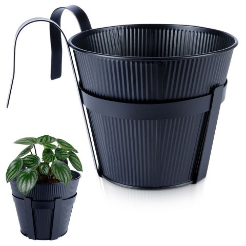 Doniczka balkonowa metalowa czarna 20 cm VILDE 339403
