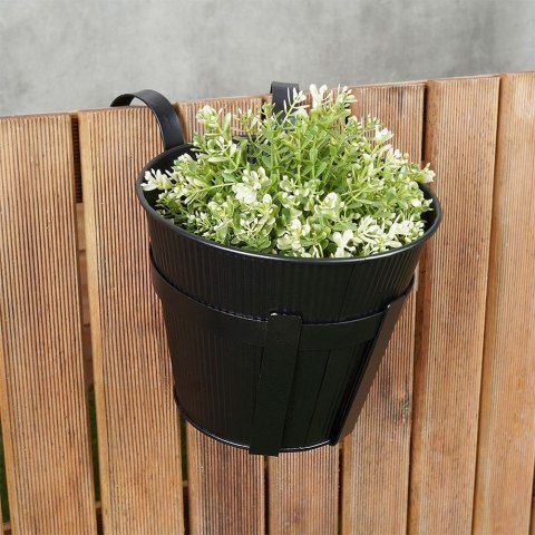 Doniczka balkonowa metalowa czarna 20 cm VILDE 339403