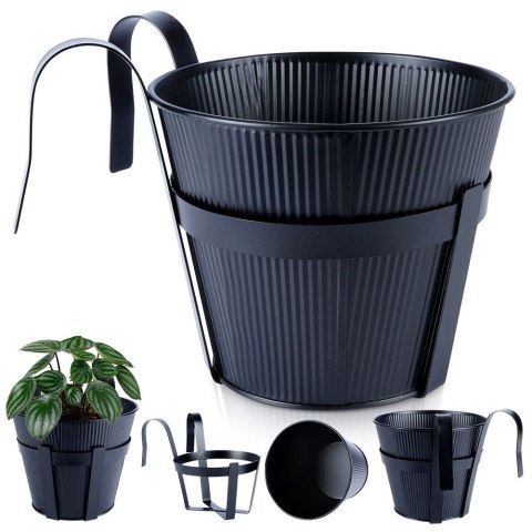 Doniczka balkonowa metalowa czarna 20 cm VILDE 339403
